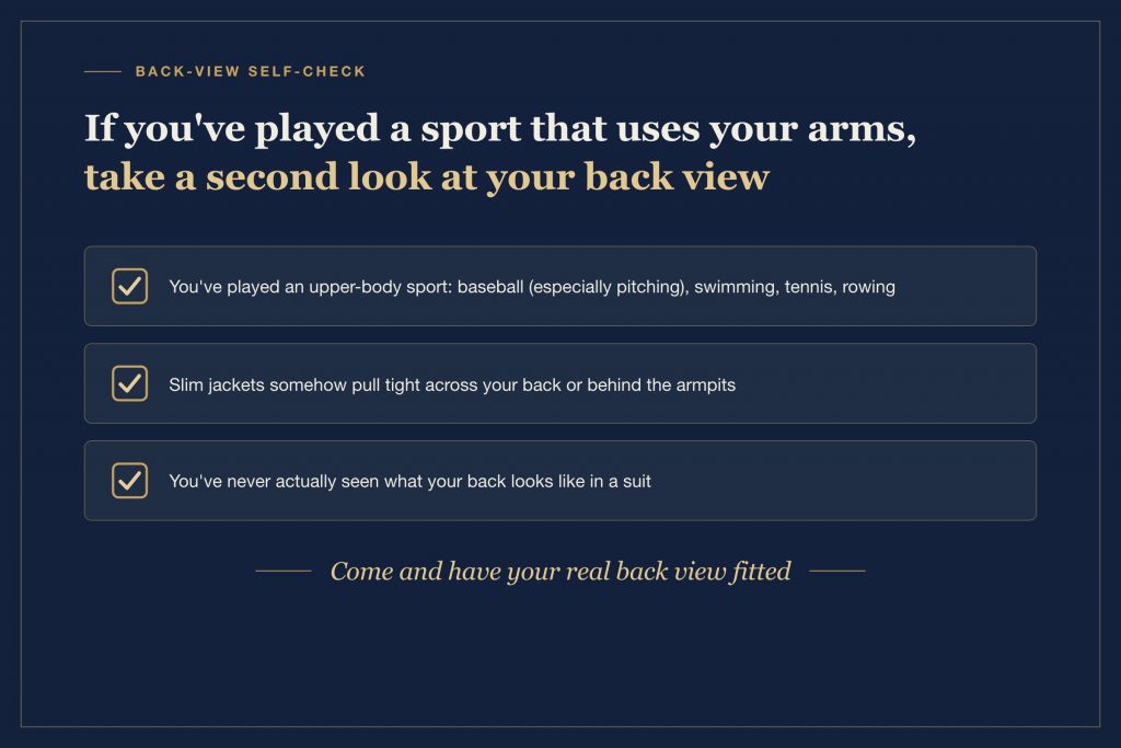 Back-view self-check for people who have played sports that use the arms