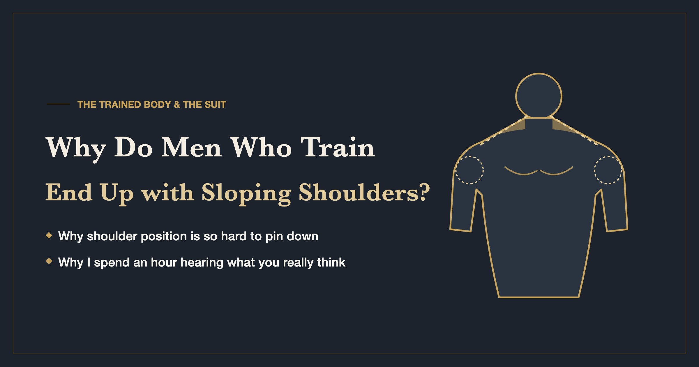Why do men who train end up with sloping shoulders? Illustration of a muscular torso with a steep shoulder line